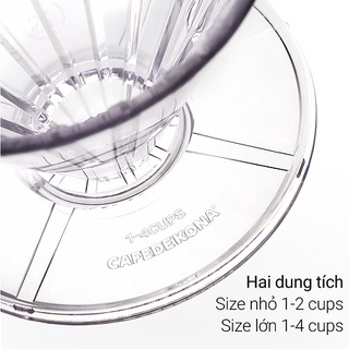 Volcano Phểu pha lọc cà phê, phễu V60 Cafede Kona nhựa PCTG