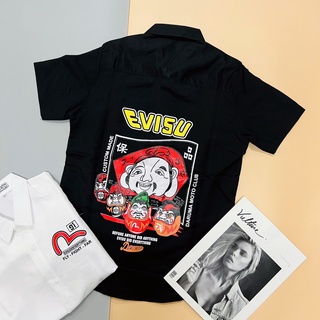 Áo sơ mi in thêu tay ngắn EVISU size M-XXL ITTN28 | Shopee Việt Nam