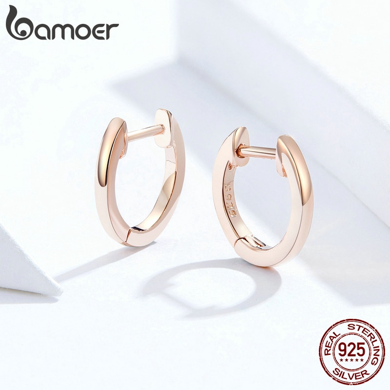 Bamoer Bông Tai bạc 925 Dạng Vòng 2 Màu Sắc sce808
