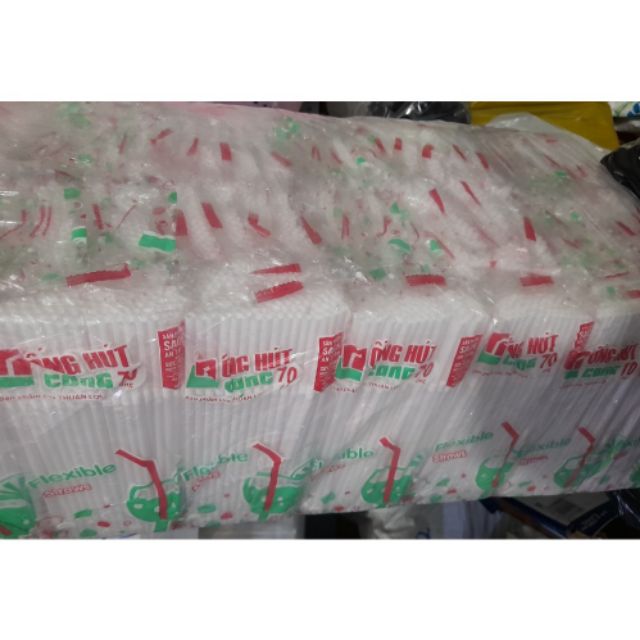 Combo 140 Ống Hút Nước Cong Màu Trắng Tiện Lợi