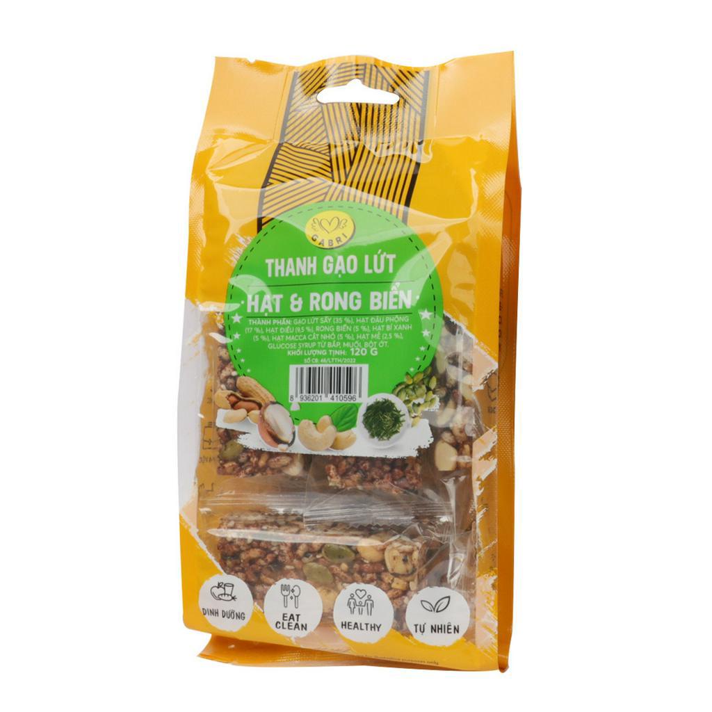 Thanh gạo lứt hạt và rong biển Gabri Nông lâm Food 7 thanh túi 120g