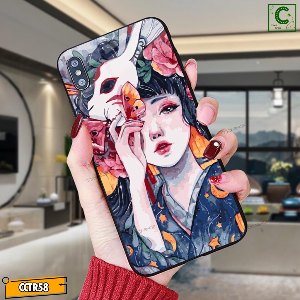 Ốp iPhone Mặt Kính Nano Dẻo - Cô Gái Mang Vẻ Đẹp Trừu Tượng