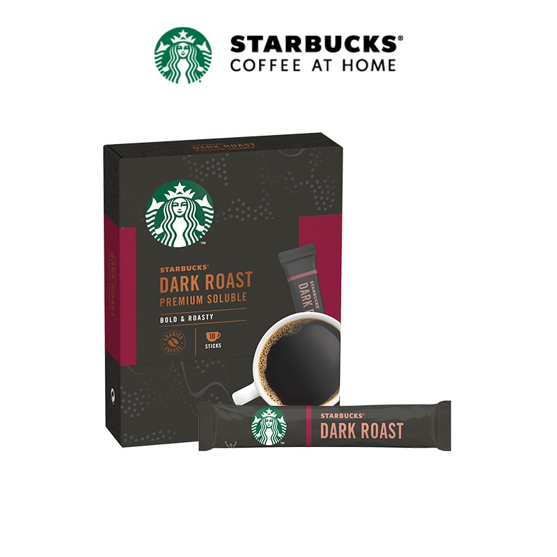 Cà phê đen hòa tan cao cấp Starbucks Rang Đậm ( Hộp 10 gói x 2.3g )
