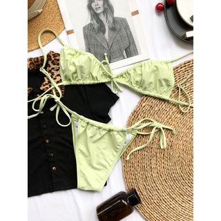 Bộ Đồ Bơi Bikini Hai Mảnh Màu Sắc Kẹo Ngọt Có Thể Gập Lại Dành Cho Nữ