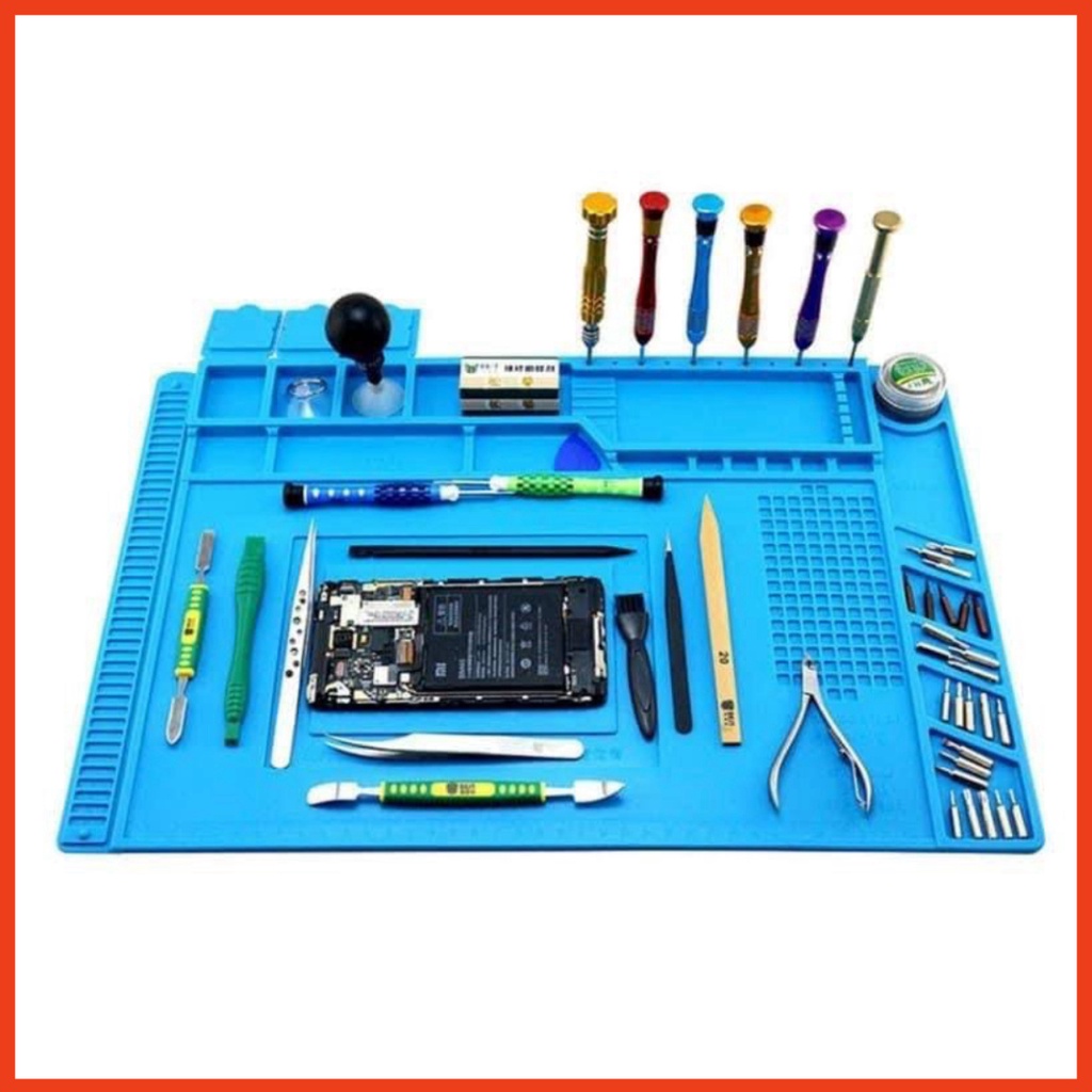 Thảm lót sửa chữa điện thoại chịu nhiệt DK-860 450x300x5mm, dùng kê máy, để ốc vít khi tháo lắp, hàn khò