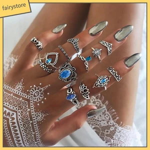 Set 13 nhẫn nhiều kiểu dáng phong cách boho cho nữ