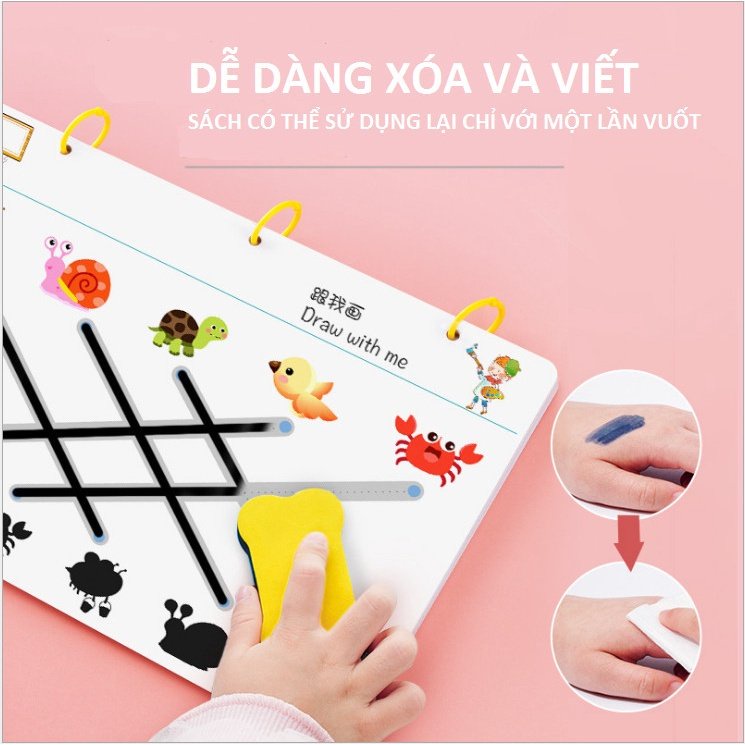 Tập tô vẽ thông minh xóa được kèm bút dạ - Giáo dục toàn diện Montessori