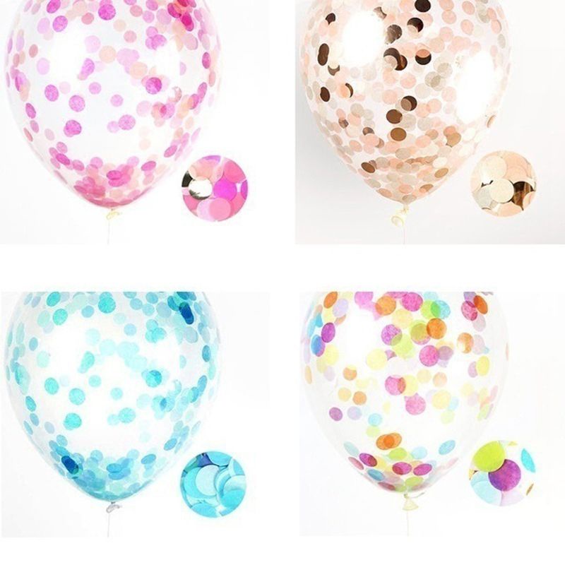 Mới 12 Inch Ngẫu Nhiên Confetti Bóng Cao Su Heli Cho Sinh Nhật Cưới Khiêu Vũ Trang Trí Tiệc Trẻ Em Bé