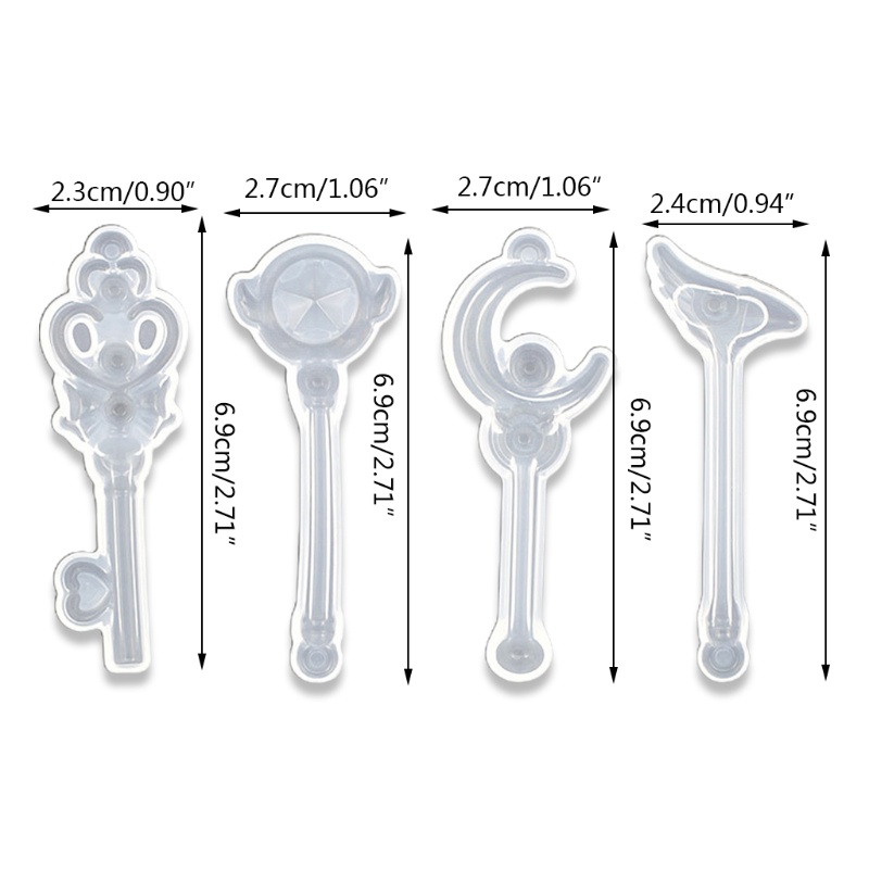 4 Pcs Crystal Epoxy Resin Mold Magic Wand Silicone Mould DIY Handcrafts Casting