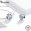 Hạt Bamoer SCC1666 Làm Từ Bạc Thật 925 Họa Tiết Bông Tuyết Phụ Kiện Làm Vòng Tay Trang Sức