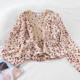 Áo sơ mi voan nữ phong cách hàn quốc áo baju baju wanita lengan panjang
