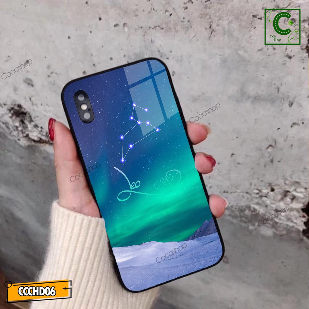 Ốp lưng iphone mặt kính cung hoàng đạo - Cung Sư Tử - 6/6plus/6s/6splus/7/7plus/8/8plus/x/.....