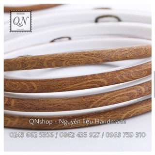 Khung thêu nhựa vân gỗ hình Oval, phụ kiện thêu thùa may vá