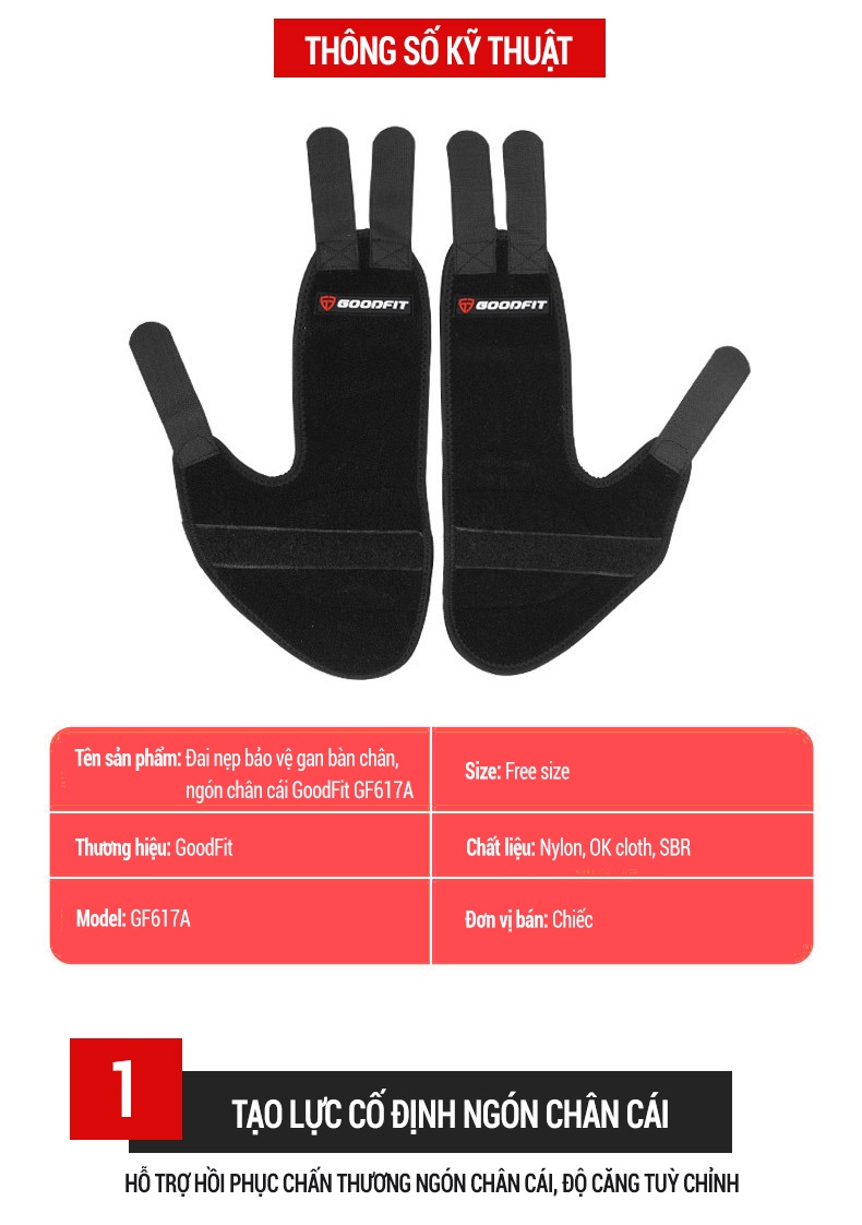 Mô tả Nẹp bàn chân hỗ trợ định hình ngón chân cái GoodFit GF617A - 4