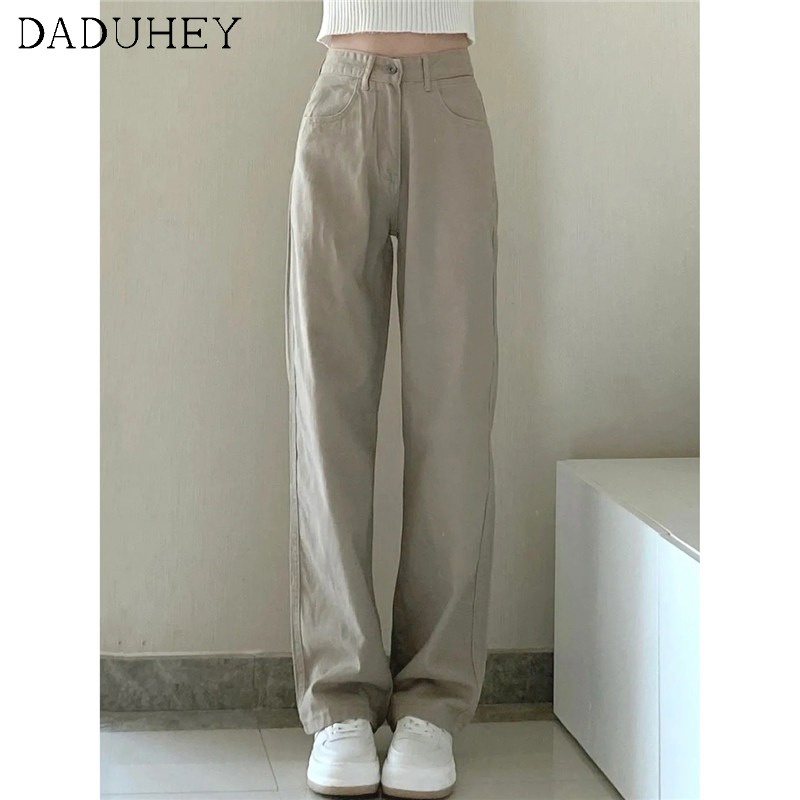 Ảnh Quần jean DADUHEY ống rộng lưng cao 6 màu sắc tùy chọn thời trang đường phố sành điệu dành cho nữ 4