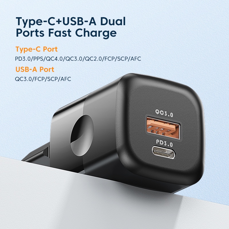 Mô tả Củ sạc KUULAA 4.0 3.0 33W PD 3.0 sạc nhanh phích cắm US EU thích hợp cho iPhone Xiaomi - 4