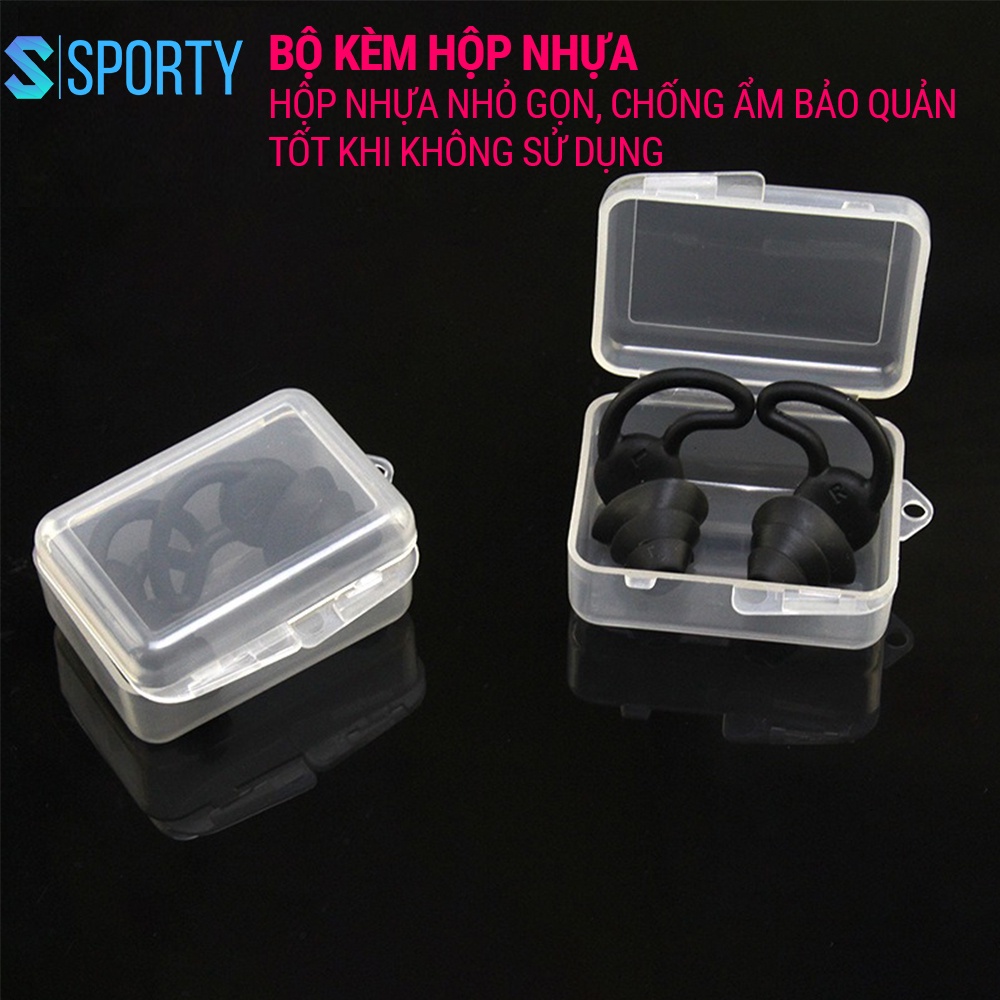 Bộ 2 nút bịt tai silicone chống ồn EP4 ba tầng lọc âm bảo vệ tai SPORTY êm ái, dễ chịu, độ bền cao