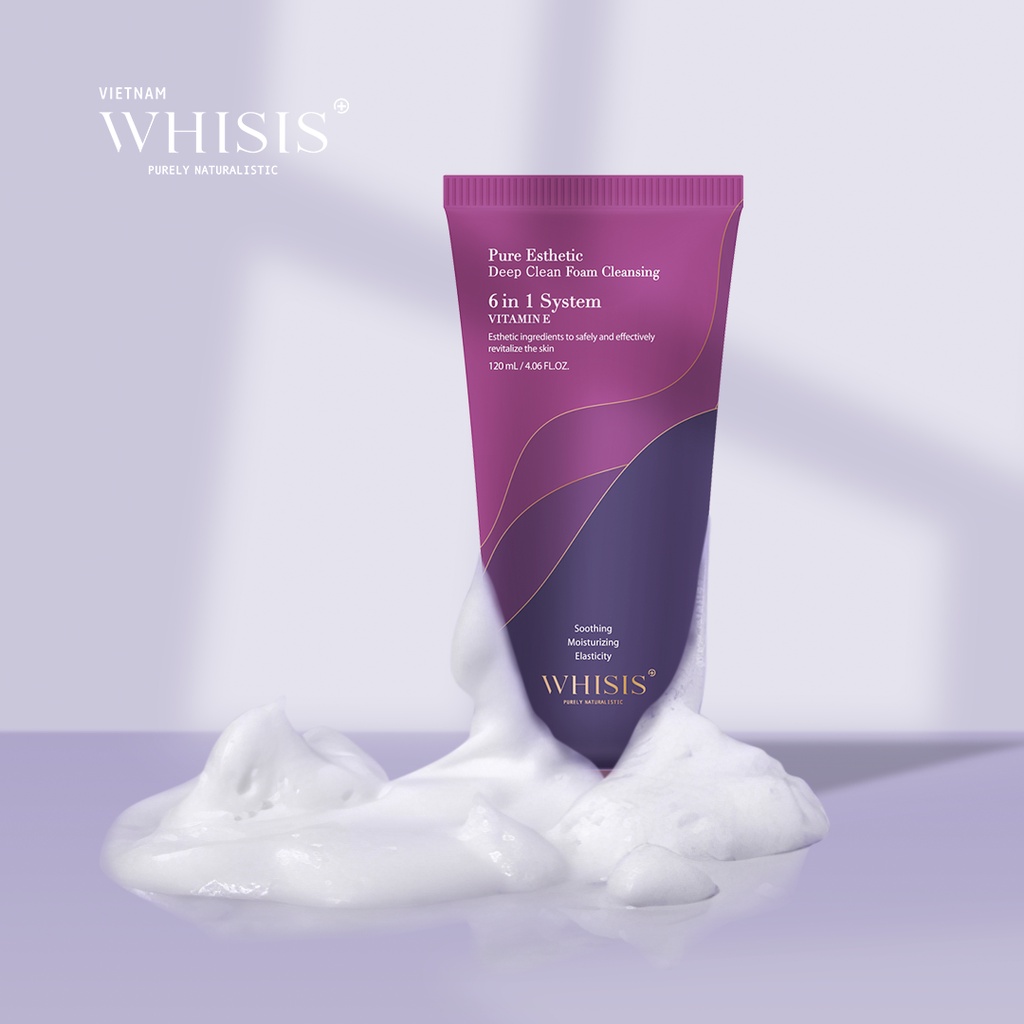 Mô tả Sữa Rửa Mặt Trắng Da Dịu Nhẹ Vitamin E Hàn Quốc WHISIS Pure Esthetic Deep Clean Foam Cleansing Cho Mọi Loại Da 120ml - 9