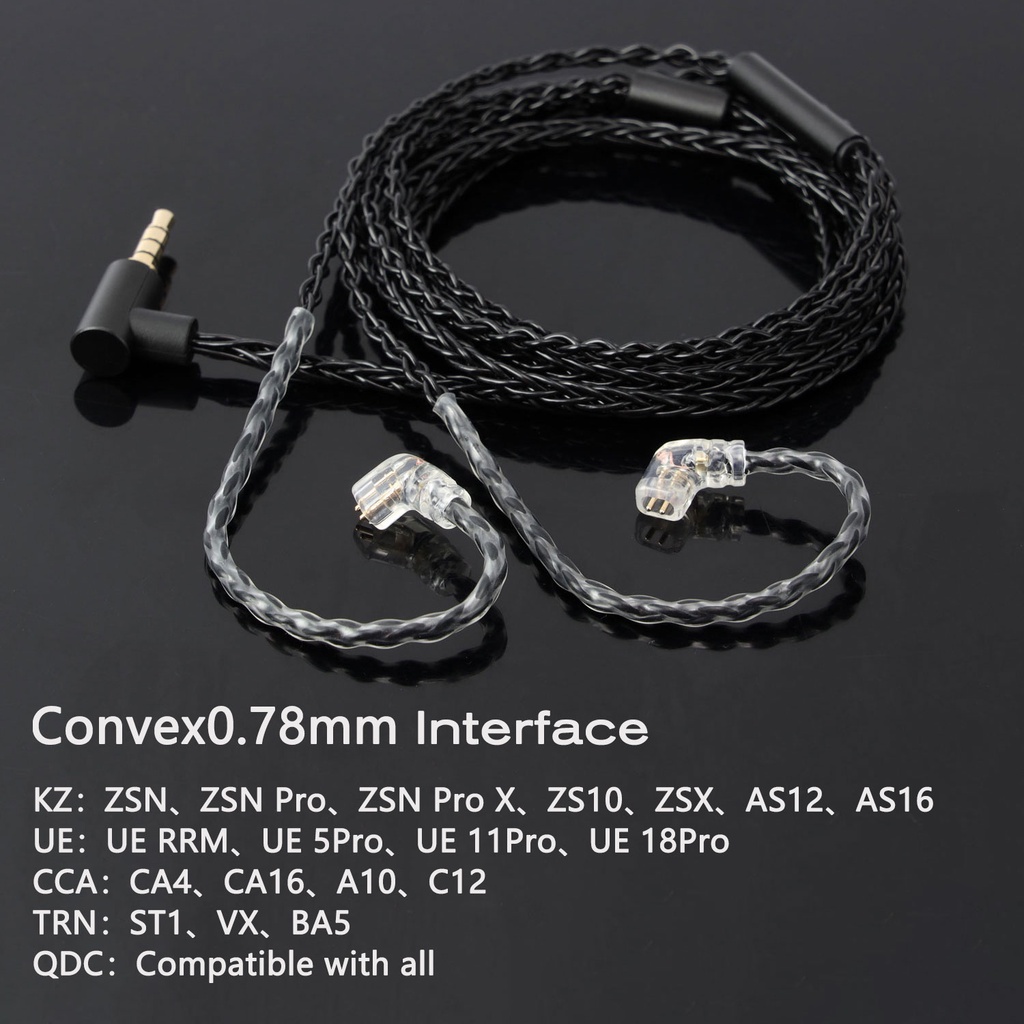 Dây Cáp Mạ Bạc JC08S 5N 8 Lõi Jack 3.5mm MMCX / 2Pin 0.78 Cho KZ ZST EDX ZSX EDA EDS