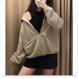 ÁO KHOÁC NỮ CÓ DÂY KÉO VÃI NỈ FORM RỘNG NAM LEE STORE