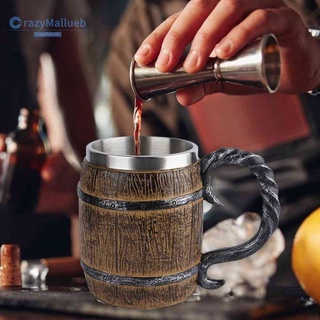Cốc Uống Bia / Cà Phê Bằng Thép Không Gỉ Hai Thùng Nhựa Resin Cổ Điển Trang Trí Quán Bar [Crazymallueb.V