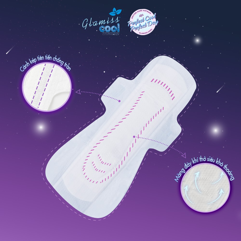 Ảnh Combo 6 gói băng vệ sinh thảo dược Glamiss Cool ban đêm 33.5 cm siêu mát lạnh 4