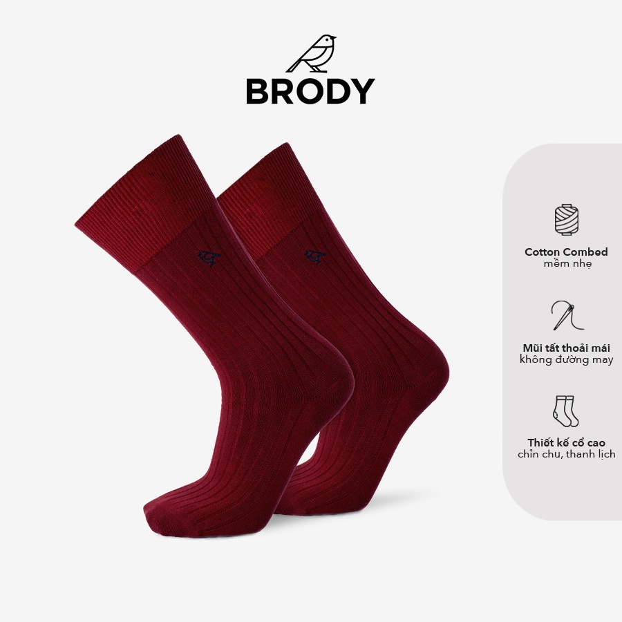 Tất nam cổ cao BRODY Đỏ Đô Cotton - Cao cấp Thời trang nam - MC00579