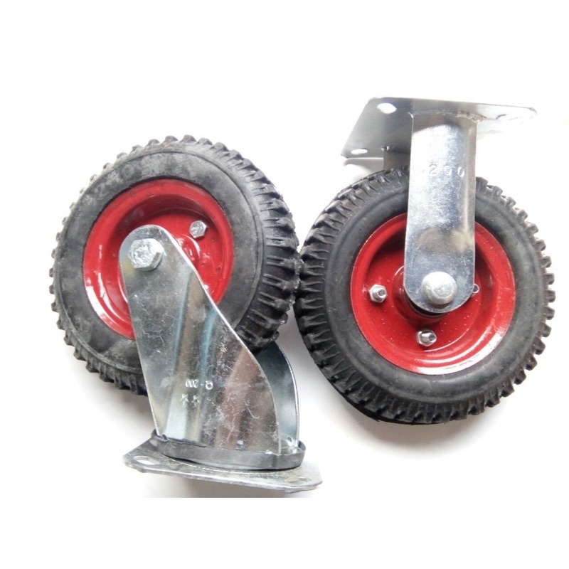 Bánh xe cao su lắp xe đẩy hàng loại 20cm có trục đứng cố định và trục ...