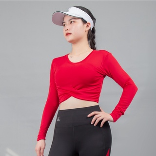 Áo thể thao Gladimax C09 Croptop dài tay, xoắn eo ôm body, co dãn 4 chiều, hút mồ hôi tốt