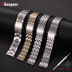 Dây Đeo Đồng Hồ Bằng Thép Không Gỉ Màu Vàng Bạc 18mm 20mm 22mm Cho Nam Và Nữ