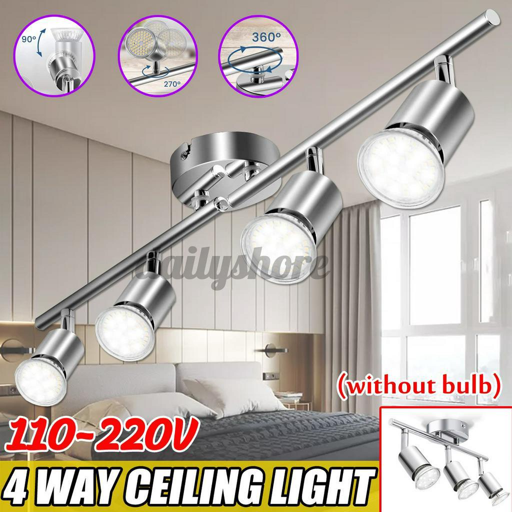 Ukew 4-Way LED GU10 Ceiling Spotlight Bar - Adjustable Chrome Finish - Modern Kitchen Light