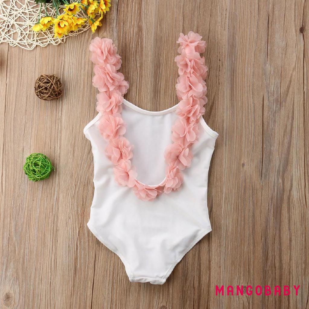 B18-toddler Baby Girl Floral Backless Đồ bơi Đồ bơi Bộ đồ tắm