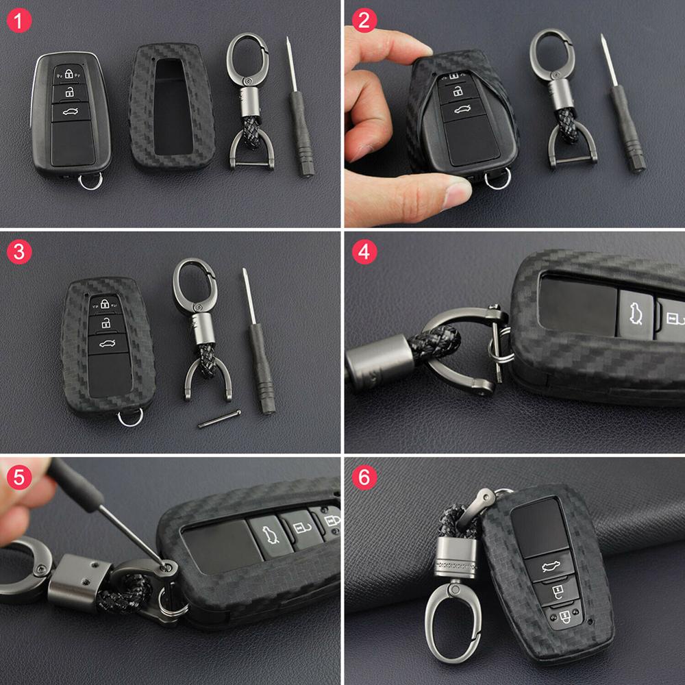 Ốp chìa khóa ô tô nhựa vân carbon, Chất liệu nhựa abs. Có nhiều dòng xe