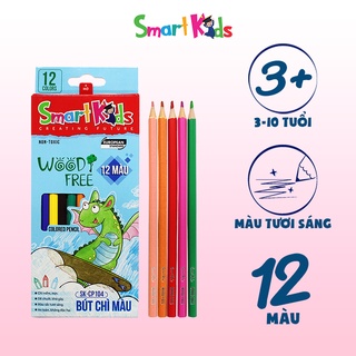 Bút chì màu Smartkids SK-CP04 woodfree 12 màu tô dành cho bé từ 6 tuổi đến 12 tuổi, màu sắc tươi sáng