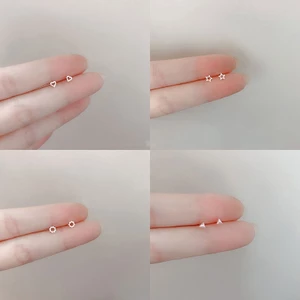 🌺xinyia🌺Khuyên tai mạ bạc 925 mặt hình trái tim/ ngôi sao nhỏ xinh đơn giản thanh lịch dành cho nữ