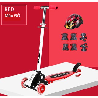 Bộ Xe Trượt Scooter 3 Bánh Tự Điều Chỉnh Kiểu Mới Đại Nam Sport+ Kèm Bộ Bảo Hộ