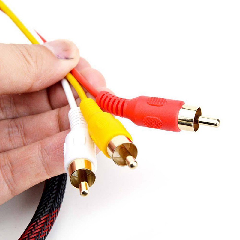 Dây cáp 1.5m chuyển đổi tín hiệu hình ảnh 1 đầu chuẩn HDMI 3 đầu chuẩn RCA cho TV kỹ thuật số