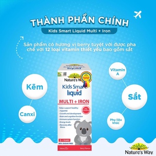 Siro Uống Nature's Way Kids Smart Liquid Multi + Iron Hỗ Trợ Nâng Cao Sức Đề Kháng Cho Trẻ 200ml