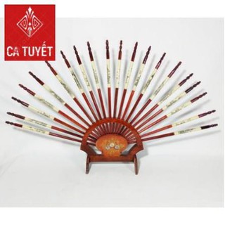 ĐŨA THỜ BỘ 10 ĐÔI PHONG THỦY GỖ HƯƠNG KHẢM HOA VĂN