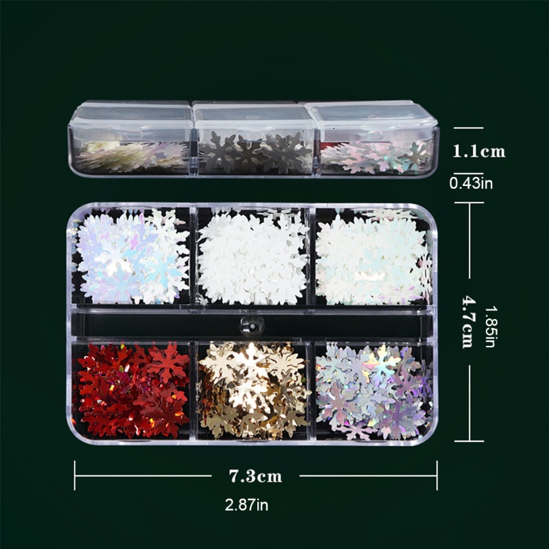 Richh Hộp Sequin Hình Bông Tuyết / Ngôi Sao Lấp Lánh Trang Trí Móng Nghệ Thuật