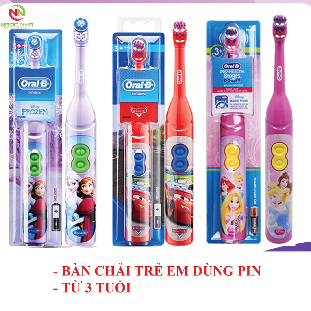 Bàn chải Pin Oral B/ Spinbrush trẻ em hình nhân vật dễ thương Shopee