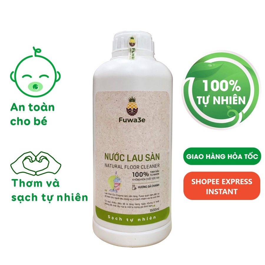 Nước giặt, rửa chén, lau sàn, vệ sinh bồn cầu, tẩy đa năng hữu cơ Fuwa3e, không nhớt sạch bóng, hương thơm tự nhiên