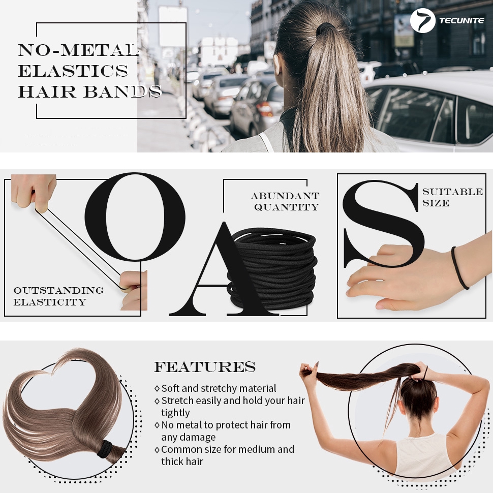 Set 50 Dây Buộc Tóc Co Giãn Màu Đen Dành Cho Nữ