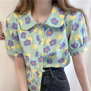 Áo Sơ Mi Ngắn Tay Cổ Bẻ In Họa Tiết Hoa Phong Cách Cổ Điển Thời Trang Dành Cho Nữ