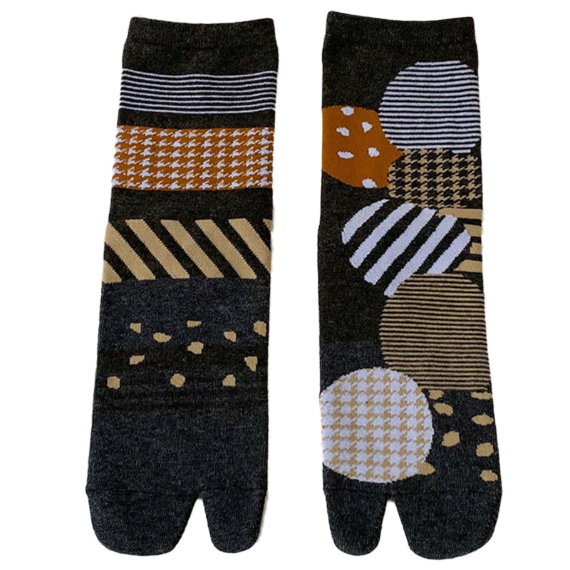 DASBSUG Unisex Chia Ngón Chân Kimono Tabi Crew Tất Colorblock Trừu Tượng Chấm Sọc In Nhật Bản Flip Flop Sandal