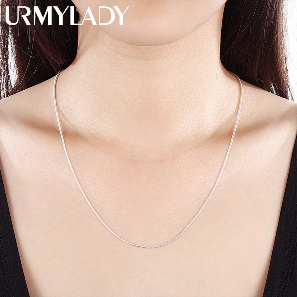 URMYLADY Bạc 925 5 Cái / lô 16 / 18 / 20 / 22 / 24 / 26 / 28 / 30 Inch 1MM Dây Xích Rắn Vòng Cổ Nữ Trang Sức Thời Trang