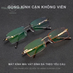 Kính cận khoan không viền titanium đính đá snakeTTD05