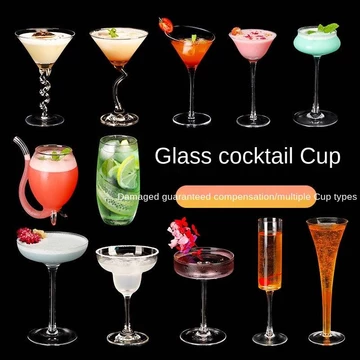 Ly cocktail thủy tinh không chì, thủy tinh Margarita, thủy tinh Martini, thanh lưới cốc thủy tinh màu đỏ cốc rượu thủy tinh cá tính sáng tạo