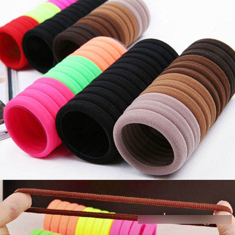 50 Dây Buộc Tóc Co Dãn Màu Trơn Thời Trang Cho Nữ
