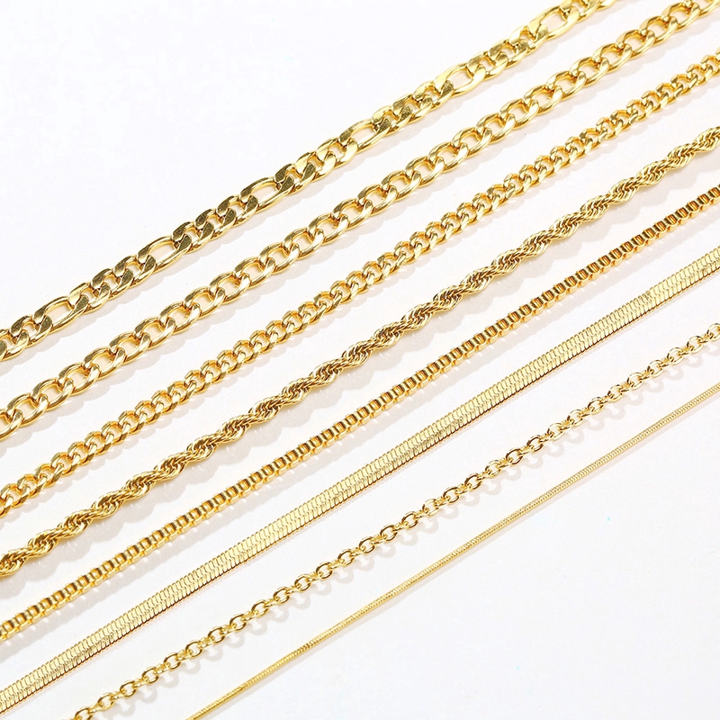 Vòng cổ Vnox vàng 18k nguyên khối 16-24 inch thời trang sang trọng cho nam nữ vào ngày cưới/ đính hôn